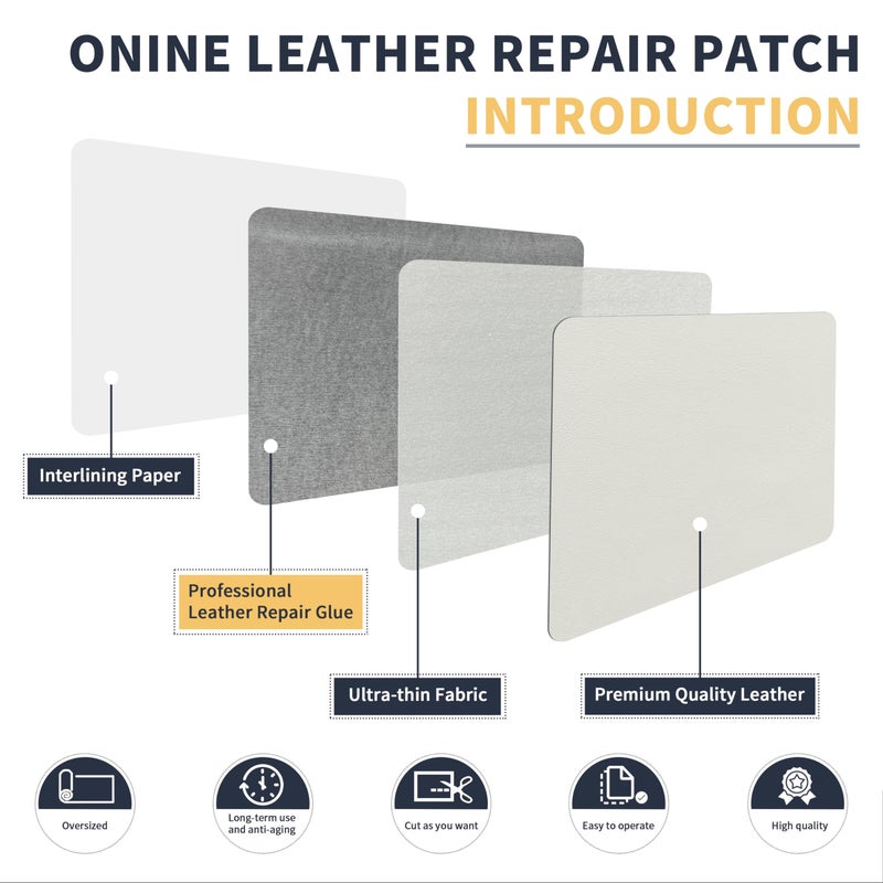 ONine Leather Repair Patch Leather Repair Tape  12 x 48 inches Leather Repair Patch for Furniture Vinyl Repair Kit Leather Couch Patch for Sofas  Furniture  Car Seats  Office Chairs(White) - Image 3